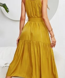 DY CADENCE Plain Midi Dress - Mustard New In Clothing 13 DY CADENCE Plain Midi Dress - Mustard New In Clothing