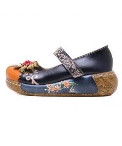 JF SOFFIA | FLORAL-APPLIQUE LEATHER PLATFORM SANDAL