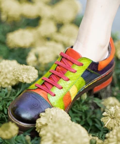 SOFFIA | Multi Color Strap Vintage Genuine Leather Sneakers