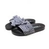 GLF Maibulun | Navy Gingham Bow-Detail Slides Sandals