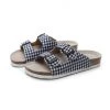 GLF Maibulun | Navy Tartan Gingham Double-Buckle Sandals Slides