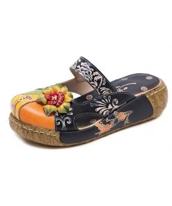 JF SOFFIA | FLORAL-APPLIQUE LEATHER PLATFORM SANDAL