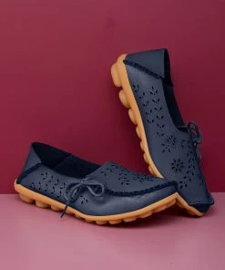 ATC Side Tie Laser Cut Round-Toe Loafers - MAMA LOVE