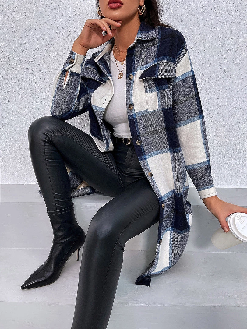 YBL Smaibulun | Plaid Button-Up Shirt Dress - Navy New In Clothing 1 YBL Smaibulun | Plaid Button-Up Shirt Dress - Navy New In Clothing