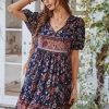 DY NEW ARRIVALS AURINA BOHO DRESS - NAVY PRINT
