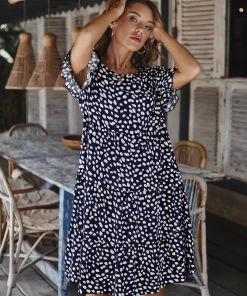 DY BRONWYN DRESS - NAVY PRINT