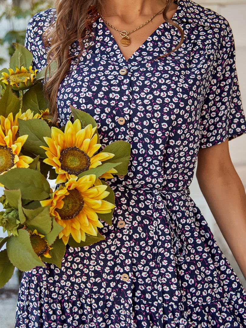 DY ALVINA Print Midi Dress - Navy NEW ARRIVALS 1 DY ALVINA Print Midi Dress - Navy NEW ARRIVALS