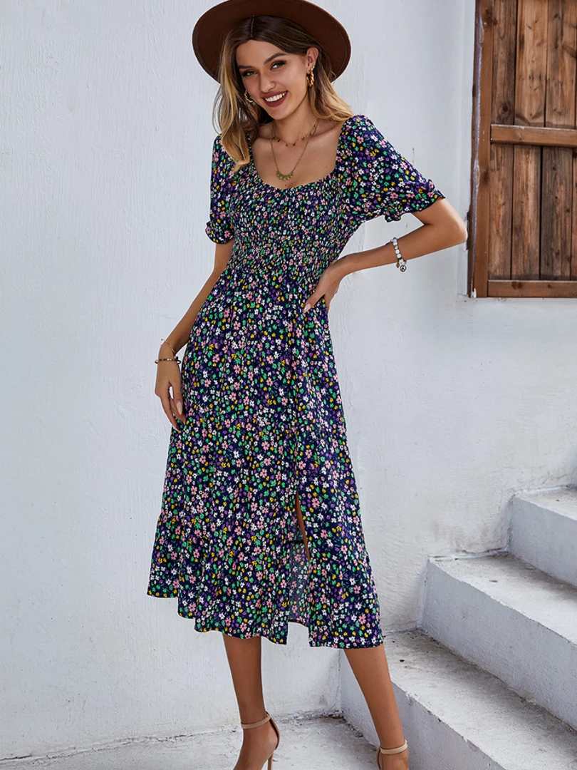 DY EFFRONTE MIDI DRESS - NAVY PRINT 1 DY EFFRONTE MIDI DRESS - NAVY PRINT