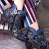 RXD NEW ARRIVALS SOFFIA | Dark Navy Galaxy Embossed Leather Ankle Boots