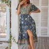 DY RICARDA BOHO MIDI DRESS - NAVY PRINT