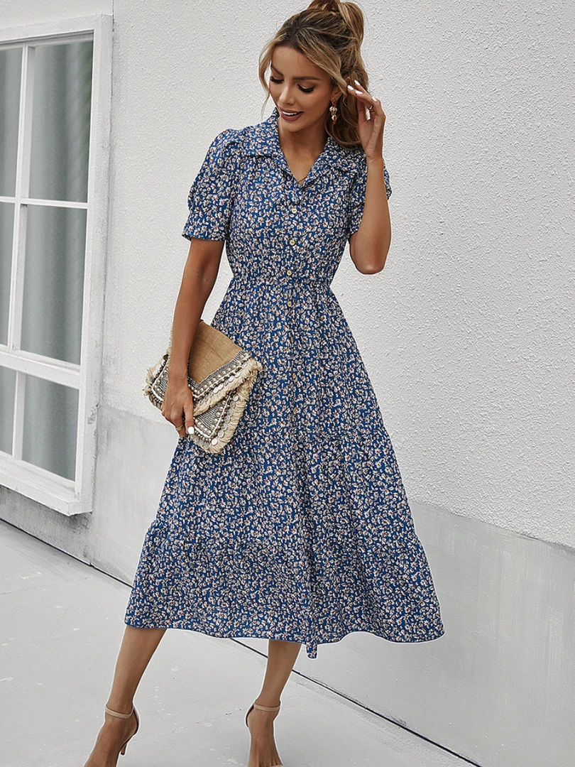 DY CLAUDIA MIDI DRESS - NAVY PRINT NEW ARRIVALS 1 DY CLAUDIA MIDI DRESS - NAVY PRINT NEW ARRIVALS