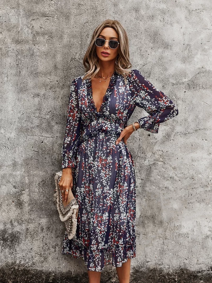 DY ZARNISH MIDI DRESS - NAVY PRINT NEW ARRIVALS 1 DY ZARNISH MIDI DRESS - NAVY PRINT NEW ARRIVALS
