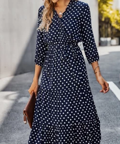 DY ALECTA MIDI DRESS - NAVY PRINT NEW ARRIVALS