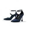 Jady Rose NEW ARRIVALS JadyRose | Scalloped Edges-Curve Shaped Leather Ankle Strap - Navy