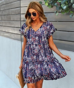 DY NEW ARRIVALS JASMYN DRESS - NAVY PRINT