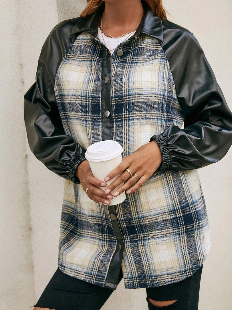 YBL Smaibulun | Plaid Contrast-Sleeve Shirt Jacket New In Clothing 6 YBL Smaibulun | Plaid Contrast-Sleeve Shirt Jacket New In Clothing