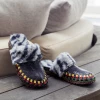 NEW ARRIVALS SOFFIA | Floral Embossed Wool Lined Leather Slipper - Navy Black
