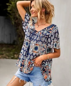 DY New In Clothing DOMO BOHO TOP - NAVY