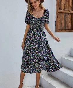 DY EFFRONTE MIDI DRESS - NAVY PRINT