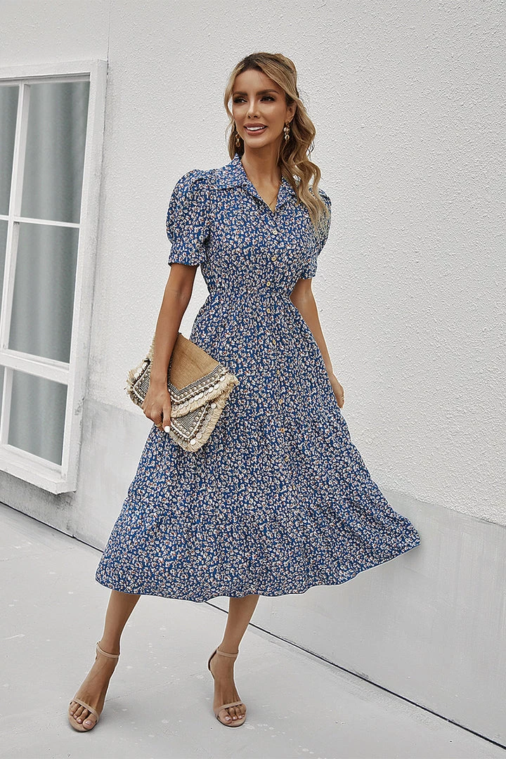 DY CLAUDIA MIDI DRESS - NAVY PRINT NEW ARRIVALS 2 DY CLAUDIA MIDI DRESS - NAVY PRINT NEW ARRIVALS