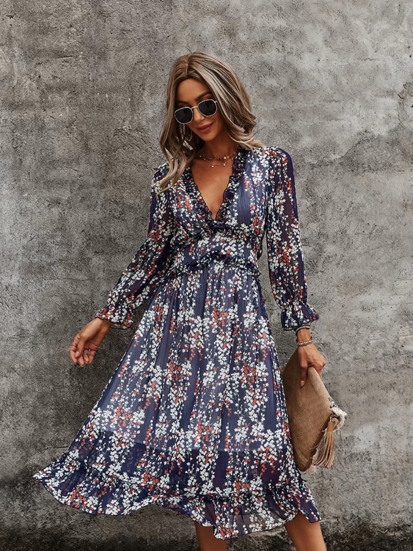 DY ZARNISH MIDI DRESS - NAVY PRINT NEW ARRIVALS 2 DY ZARNISH MIDI DRESS - NAVY PRINT NEW ARRIVALS