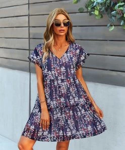 DY NEW ARRIVALS JASMYN DRESS - NAVY PRINT