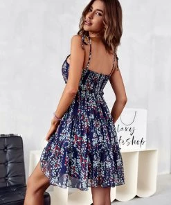 DY NEW ARRIVALS DREAMA MINI DRESS - NAVY PRINT