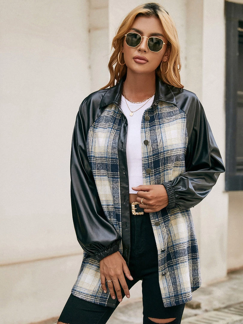 YBL Smaibulun | Plaid Contrast-Sleeve Shirt Jacket New In Clothing 7 YBL Smaibulun | Plaid Contrast-Sleeve Shirt Jacket New In Clothing