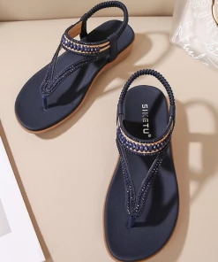 Beaded Slingback Slides Flat Sandals - SIKETU New In Shoes