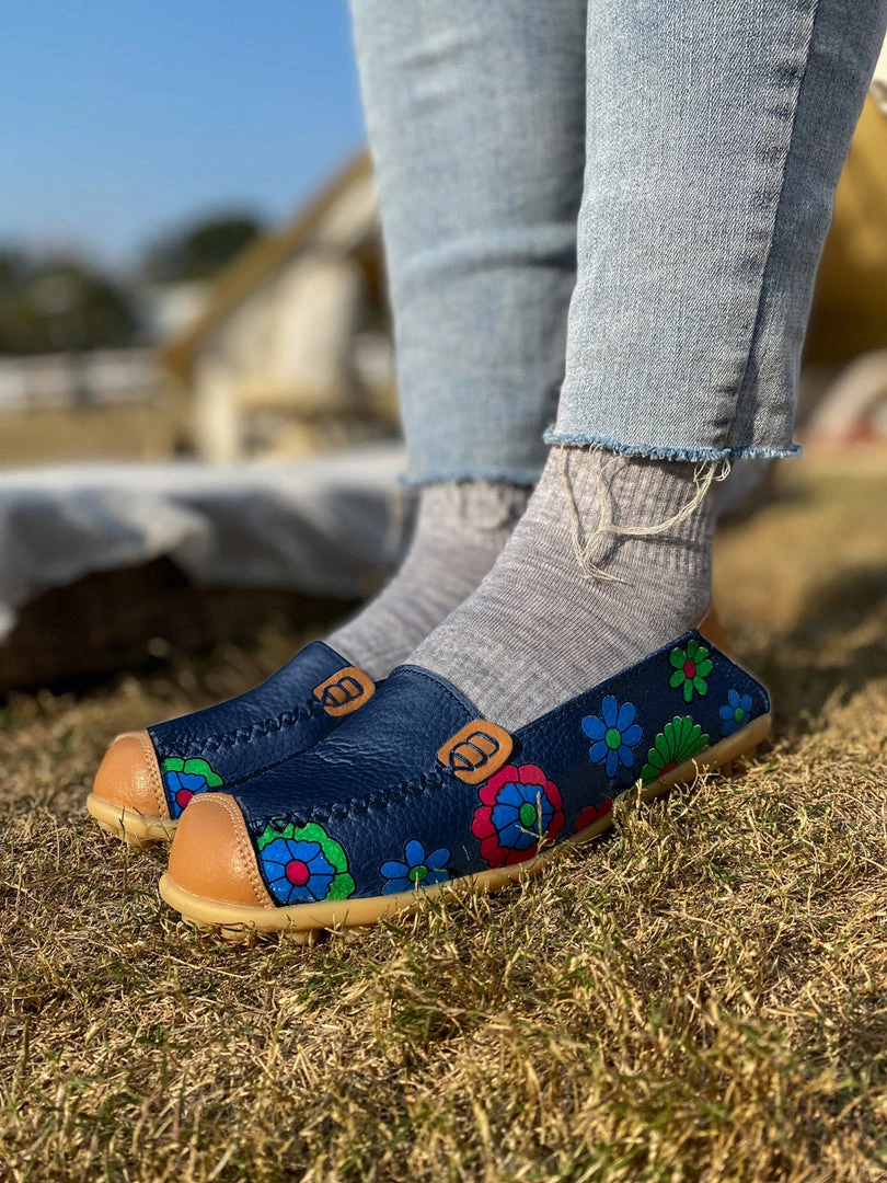 ATC Floral Print-Accent Leather Loafers - MAMA LOVE 10 ATC Floral Print-Accent Leather Loafers - MAMA LOVE