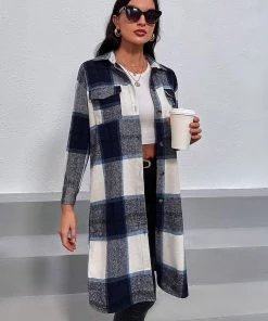 YBL Smaibulun | Plaid Button-Up Shirt Dress - Navy New In Clothing 7 YBL Smaibulun | Plaid Button-Up Shirt Dress - Navy New In Clothing