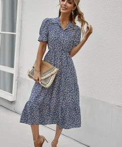 DY CLAUDIA MIDI DRESS - NAVY PRINT NEW ARRIVALS 8 DY CLAUDIA MIDI DRESS - NAVY PRINT NEW ARRIVALS