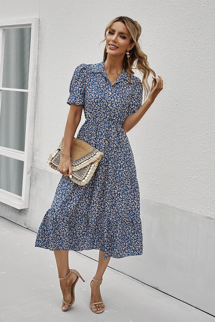DY CLAUDIA MIDI DRESS - NAVY PRINT NEW ARRIVALS 3 DY CLAUDIA MIDI DRESS - NAVY PRINT NEW ARRIVALS