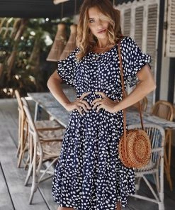 DY BRONWYN DRESS - NAVY PRINT