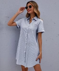 BFZY AIYANA SHIRT DRESS - NAVY