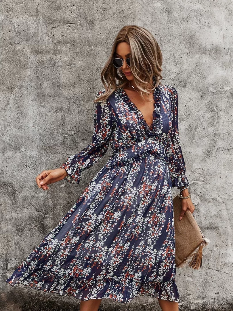 DY ZARNISH MIDI DRESS - NAVY PRINT NEW ARRIVALS 4 DY ZARNISH MIDI DRESS - NAVY PRINT NEW ARRIVALS