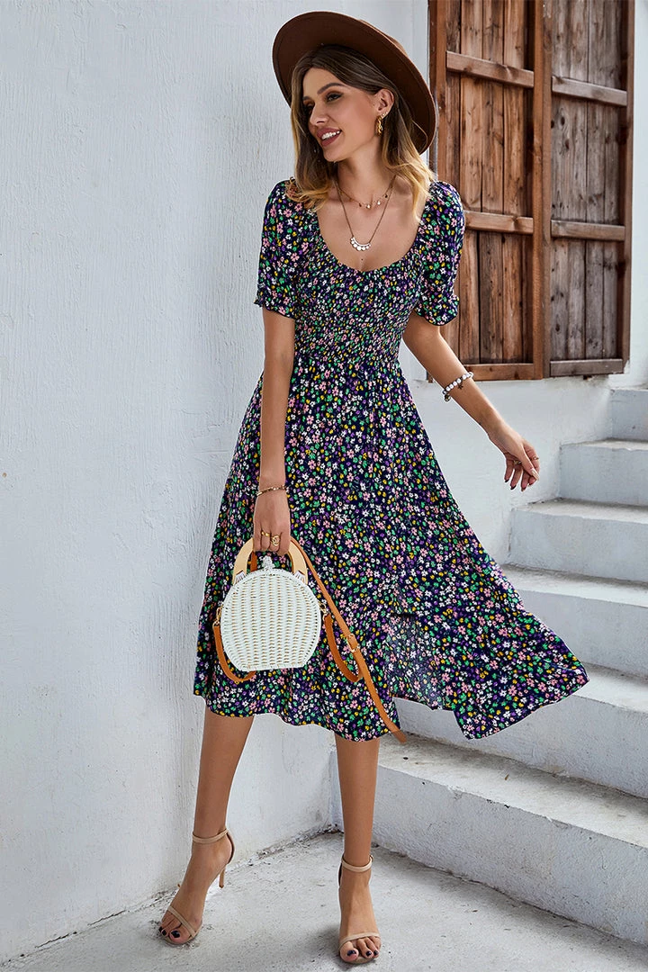 DY EFFRONTE MIDI DRESS - NAVY PRINT 4 DY EFFRONTE MIDI DRESS - NAVY PRINT