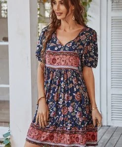 DY NEW ARRIVALS AURINA BOHO DRESS - NAVY PRINT 10 DY NEW ARRIVALS AURINA BOHO DRESS - NAVY PRINT