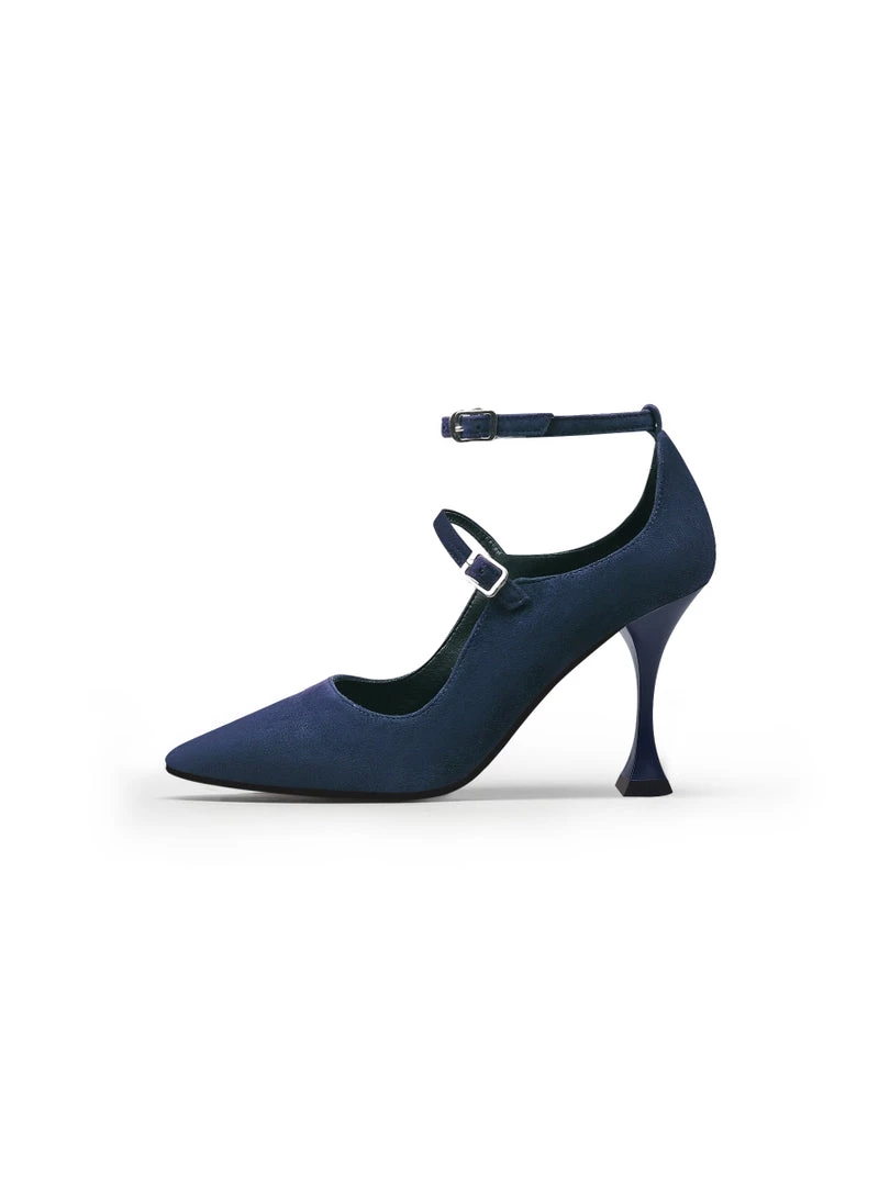 Jady Rose NEW ARRIVALS JadyRose | Scalloped Edges-Curve Shaped Leather Ankle Strap - Navy 4 Jady Rose NEW ARRIVALS JadyRose | Scalloped Edges-Curve Shaped Leather Ankle Strap - Navy