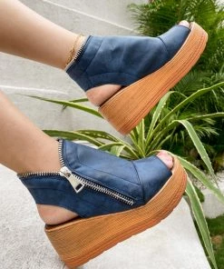 Peep-toe Side Zipper Wedge Boots Platform Sandals | EN BLOOM New In Shoes