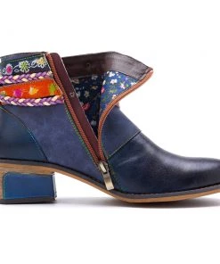 Soffia | Genuine Leather Woven Multi-Strap Flat Ankle Boots Shoes