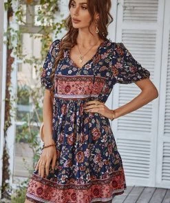 DY NEW ARRIVALS AURINA BOHO DRESS - NAVY PRINT 11 DY NEW ARRIVALS AURINA BOHO DRESS - NAVY PRINT