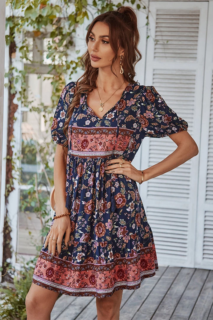 DY NEW ARRIVALS AURINA BOHO DRESS - NAVY PRINT 5 DY NEW ARRIVALS AURINA BOHO DRESS - NAVY PRINT