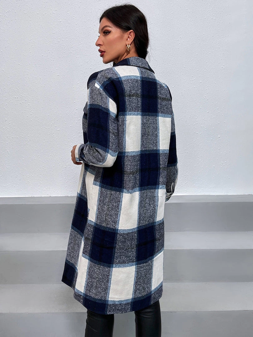 YBL Smaibulun | Plaid Button-Up Shirt Dress - Navy New In Clothing 5 YBL Smaibulun | Plaid Button-Up Shirt Dress - Navy New In Clothing