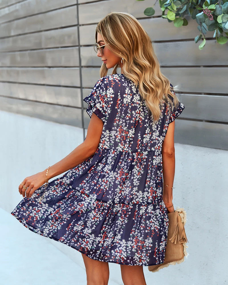 DY NEW ARRIVALS JASMYN DRESS - NAVY PRINT 6 DY NEW ARRIVALS JASMYN DRESS - NAVY PRINT