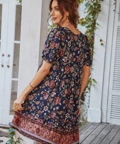 DY NEW ARRIVALS AURINA BOHO DRESS - NAVY PRINT 12 DY NEW ARRIVALS AURINA BOHO DRESS - NAVY PRINT