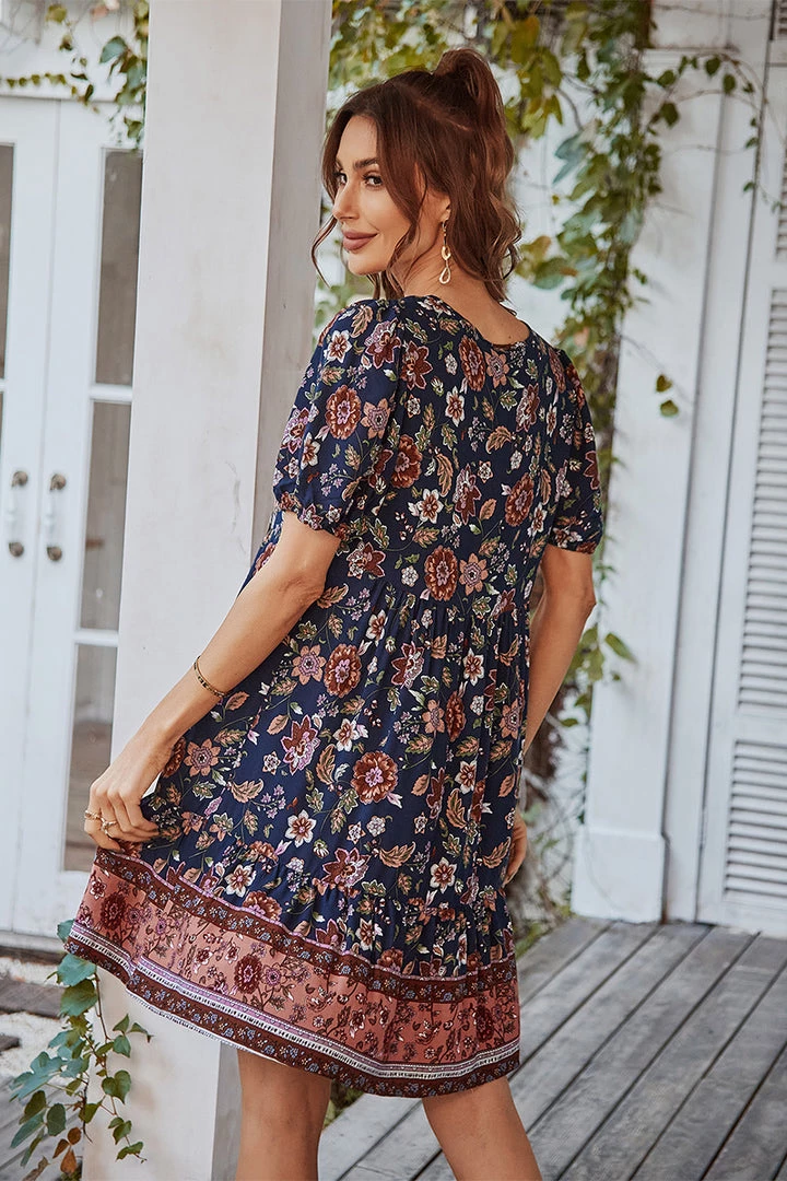 DY NEW ARRIVALS AURINA BOHO DRESS - NAVY PRINT 6 DY NEW ARRIVALS AURINA BOHO DRESS - NAVY PRINT
