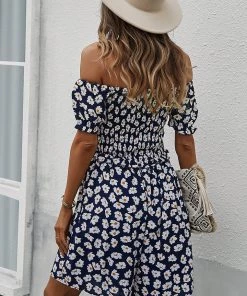 DY LAUDINE Off Shoulder Playsuit - Navy Print 11 DY LAUDINE Off Shoulder Playsuit - Navy Print