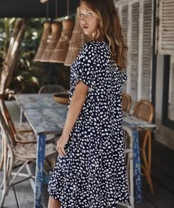 DY BRONWYN DRESS - NAVY PRINT
