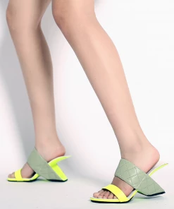 Jady Rose JadyRose | Wedge Heel Genuine Leather Neon Green Sandal NEW ARRIVALS